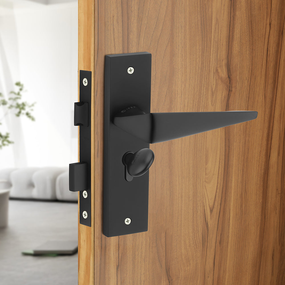 IPSA Capri Moderna Handle Series on 8" Plate CYS Lockset with 60mm Coin and Knob - Matte Finish Black